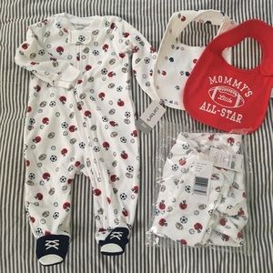 NWT Baseball Bundle - Zip Sleepers & Bibs